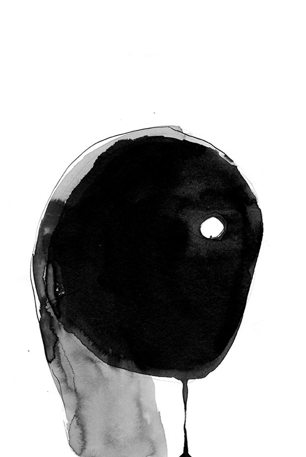 Nicole Panneton - Autoportrait aux rayons X no 34 - Série Le non-visible - Dessin - Encre, graphite et points de couture - 2012