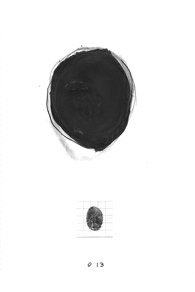 Nicole Panneton - Dessin no 13 - Série Identité - Autoportrait - Dessin et collage - Encre et graphite - 2013